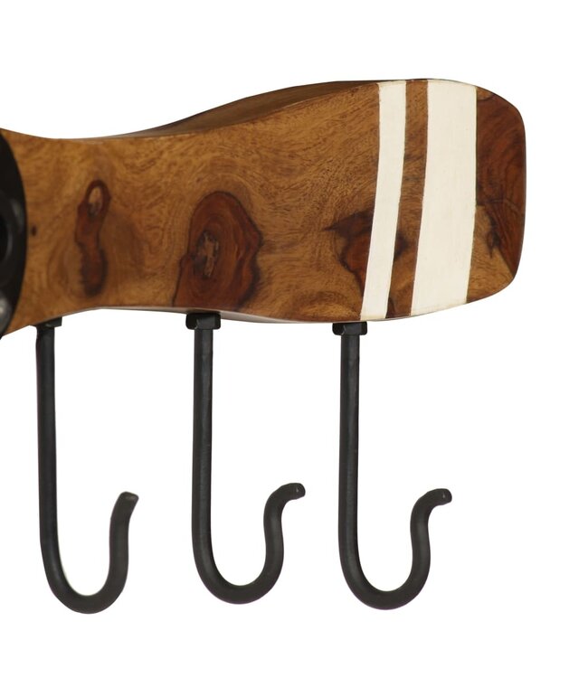 Wandkapstok met 6 haken 108x6x19 cm massief sheeshamhout