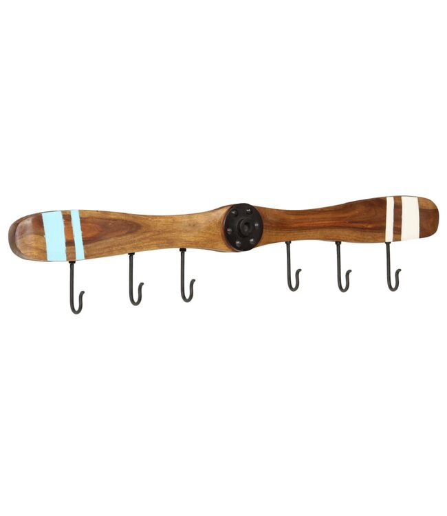 Wandkapstok met 6 haken 108x6x19 cm massief sheeshamhout