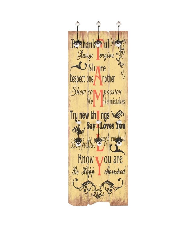 Wandkapstok met 6 haken FAMILY 120x40 cm