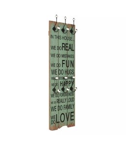 Wandkapstok met 6 haken HAPPY LOVE 120x40 cm