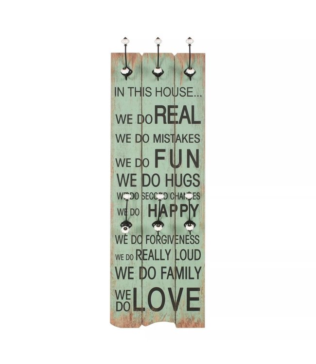 Wandkapstok met 6 haken HAPPY LOVE 120x40 cm