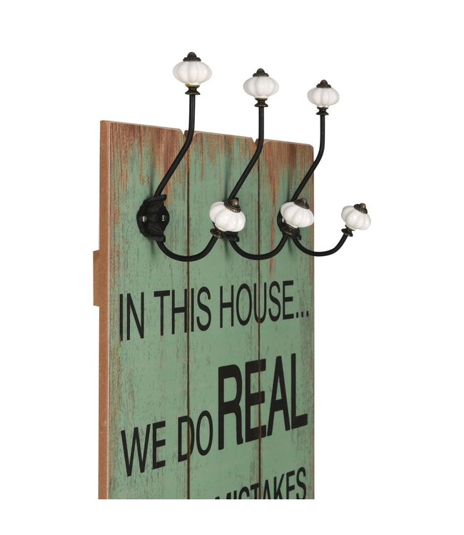Wandkapstok met 6 haken HAPPY LOVE 120x40 cm
