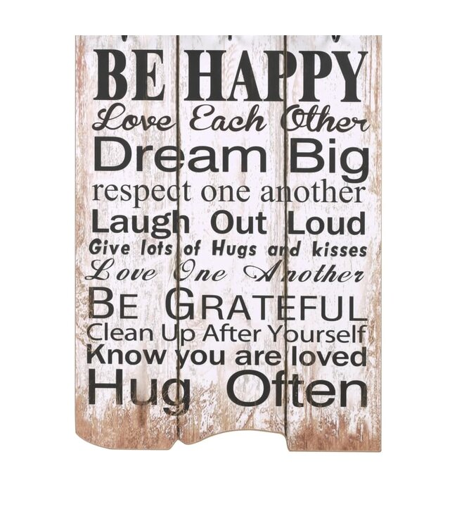 Wandkapstok met 6 haken FAMILY RULES 120x40 cm
