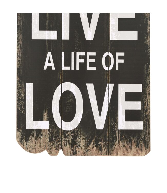 Wandkapstok met 6 haken LOVE LIVE 120x40 cm