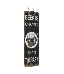 Wandkapstok met 6 haken BEER CHEAPER 120x40 cm