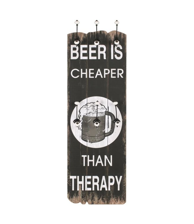 Wandkapstok met 6 haken BEER CHEAPER 120x40 cm