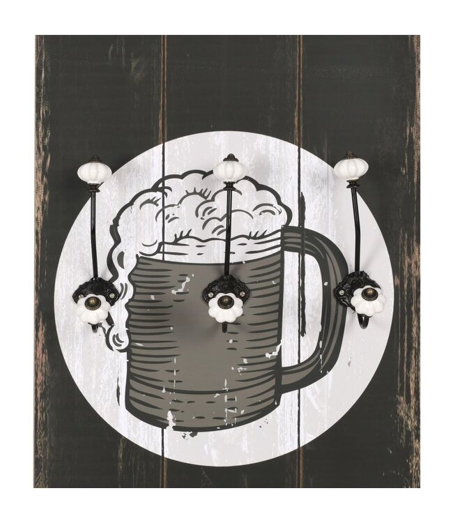 Wandkapstok met 6 haken BEER CHEAPER 120x40 cm