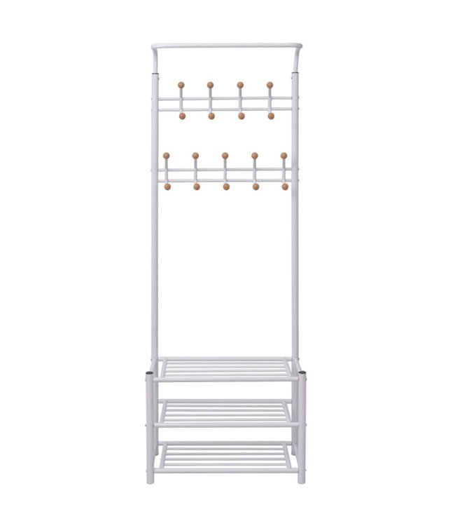 Kledingrek met schoenenopberger 68x32x182,5 cm wit