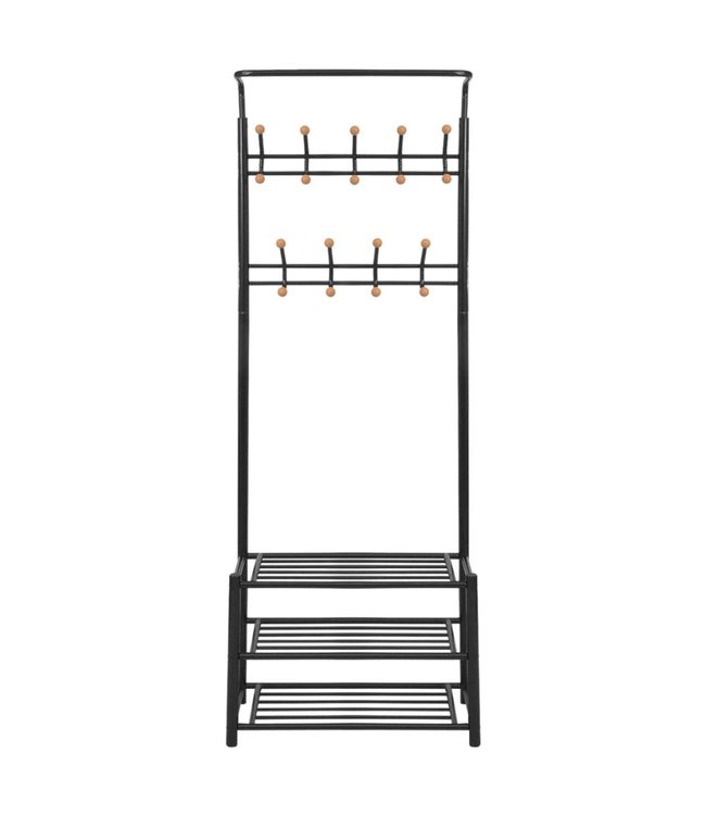 Kledingrek met schoenenopberger 68x32x182,5 cm zwart
