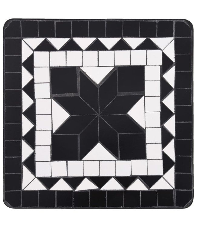 Bijzettafel mozaïek keramiek zwart en wit