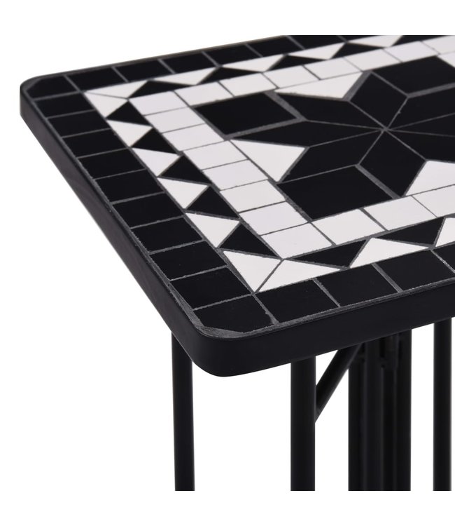 Bijzettafel mozaïek keramiek zwart en wit