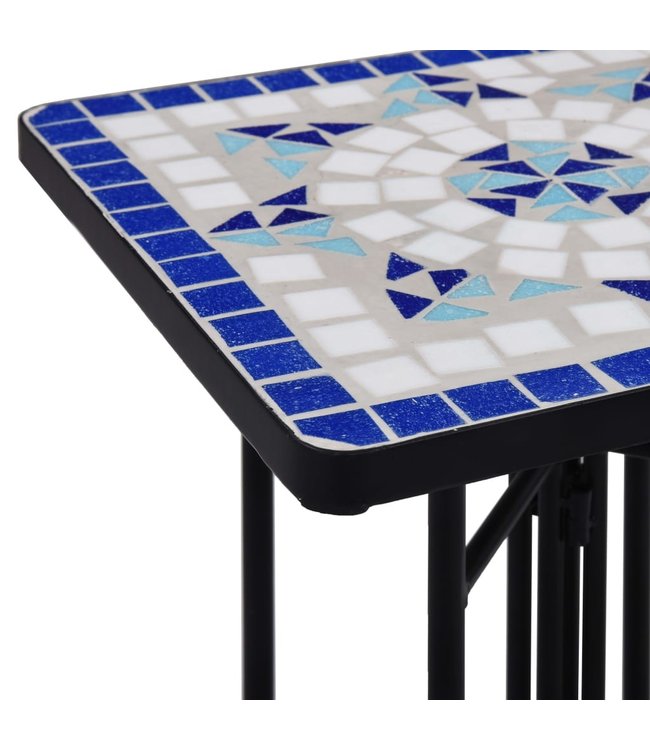 Bijzettafel mozaïek keramiek blauw en wit