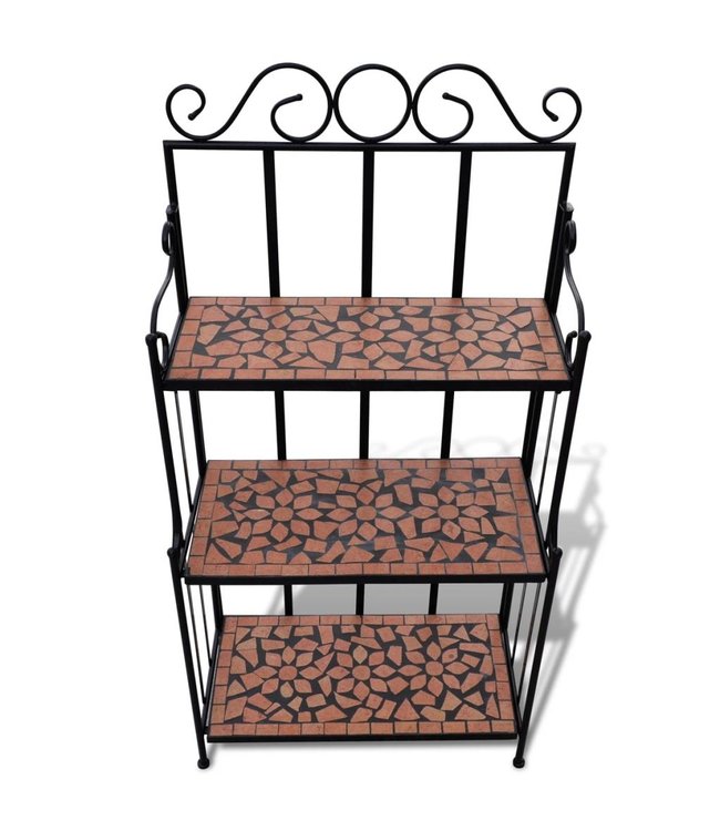 Plantenstandaard met 3 verdiepingen mozaïek terracotta