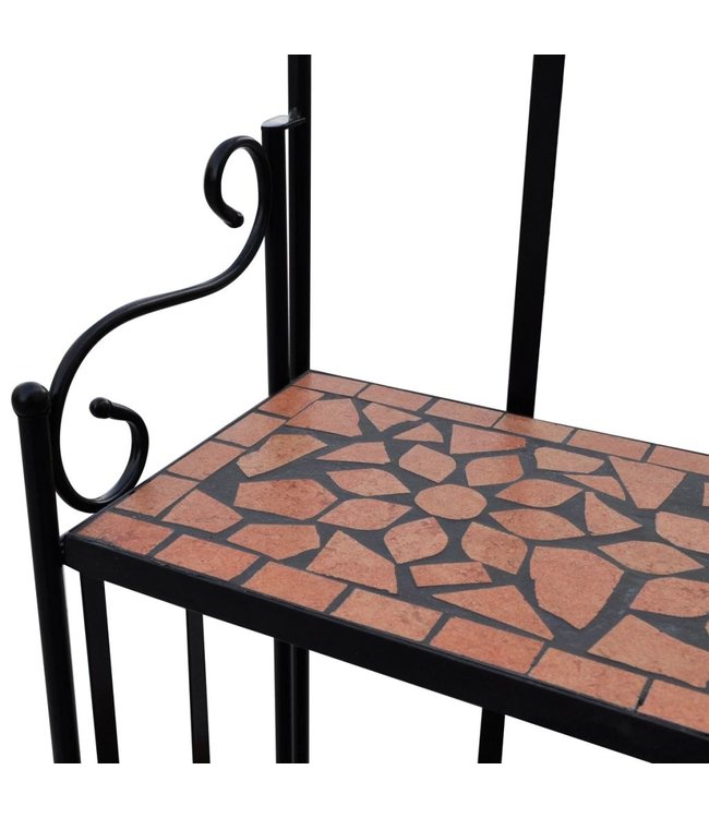 Plantenstandaard met 3 verdiepingen mozaïek terracotta