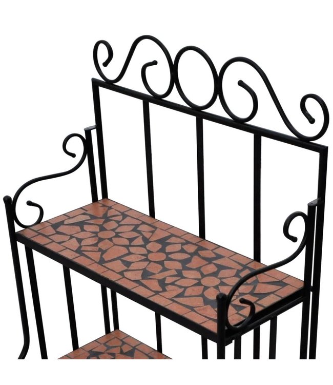 Plantenstandaard met 3 verdiepingen mozaïek terracotta