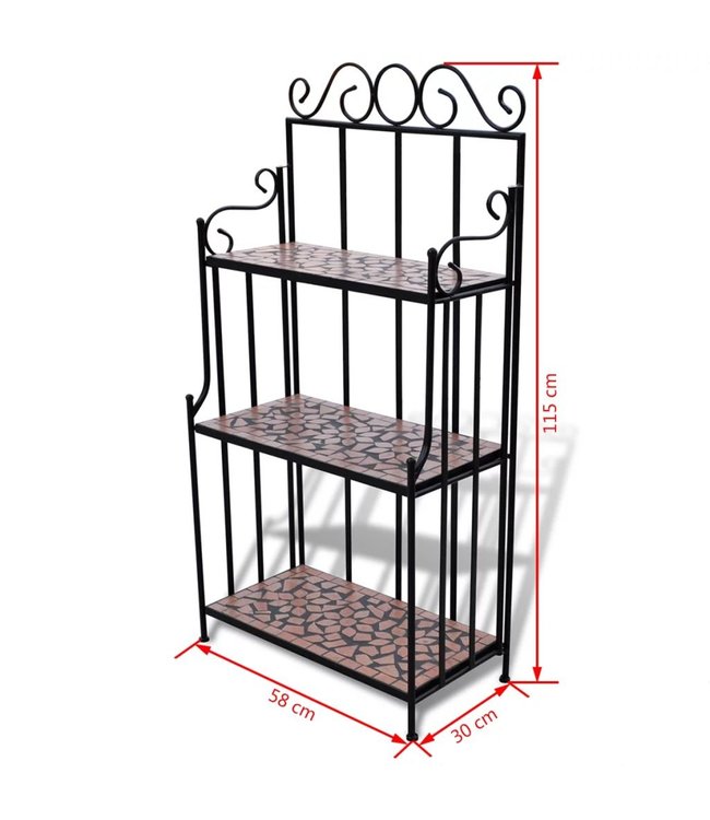 Plantenstandaard met 3 verdiepingen mozaïek terracotta