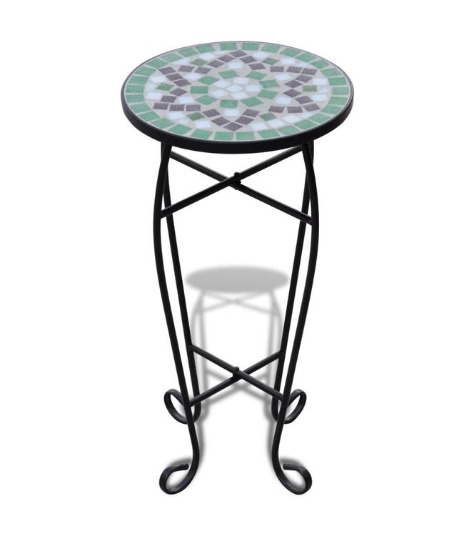 Mozaïek bijzettafel rond groen wit