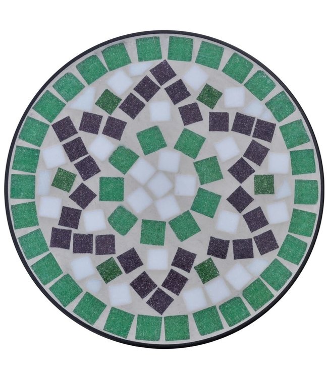 Mozaïek bijzettafel rond groen wit