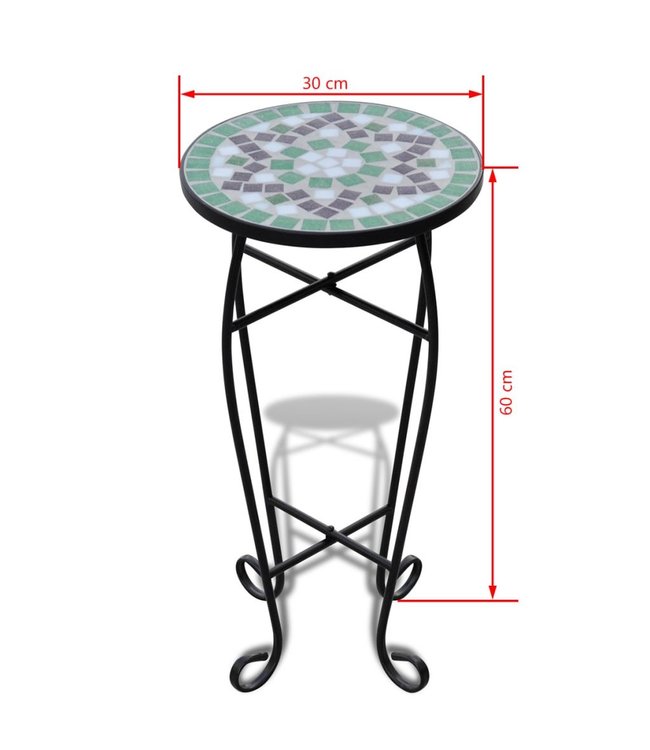 Mozaïek bijzettafel rond groen wit