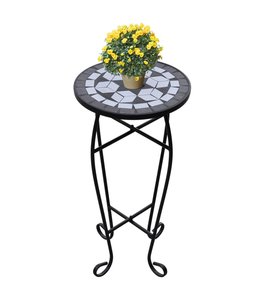 Mozaïek bijzettafel rond zwart wit