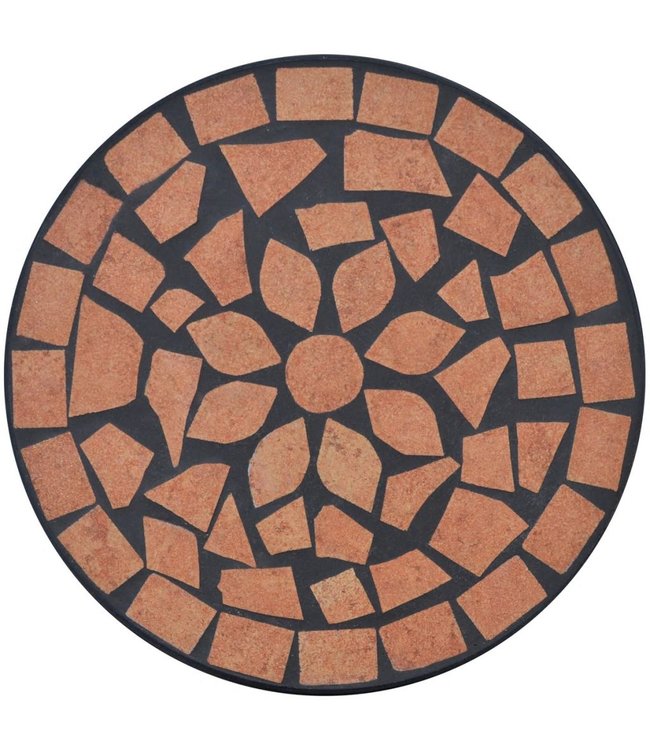 Mozaïek bijzettafel rond  terracotta en zwart