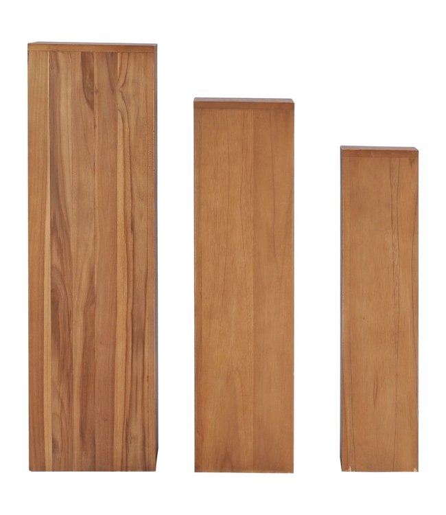3-delige Plantenstandaardset massief teakhout