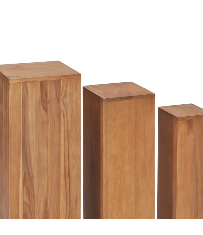 3-delige Plantenstandaardset massief teakhout