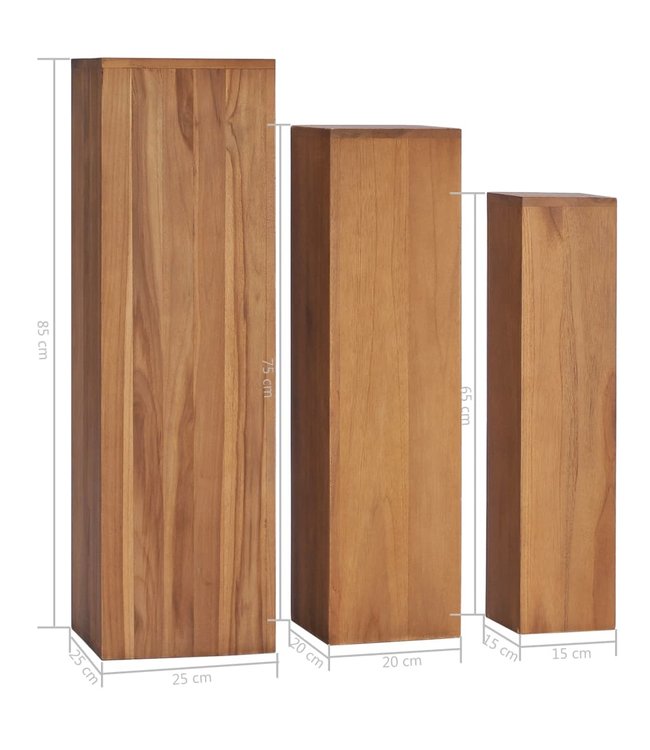 3-delige Plantenstandaardset massief teakhout