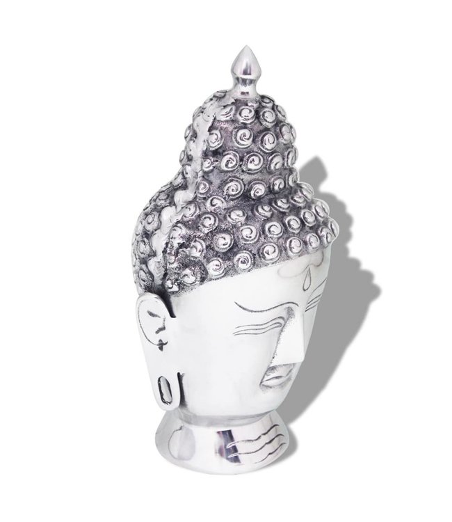 Boeddhahoofd ornament aluminium zilver
