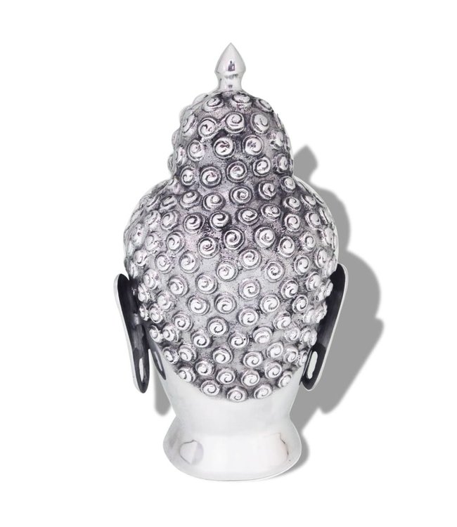 Boeddhahoofd ornament aluminium zilver