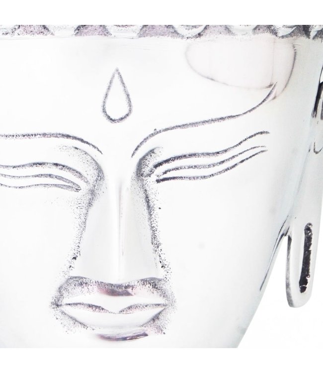 Boeddhahoofd ornament aluminium zilver