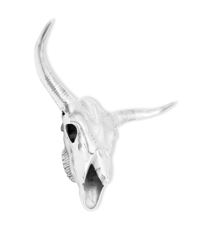 Stierenschedel muurdecoratie aluminium zilver