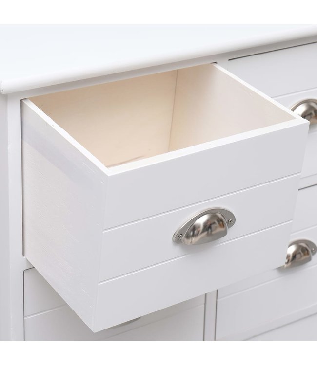 Bijzetkast met 6 lades 60x30x75 cm paulowniahout wit