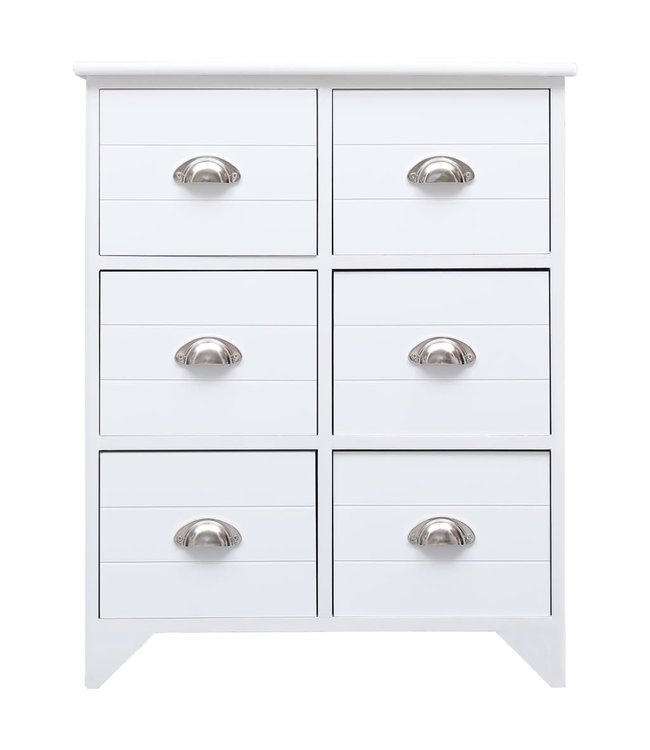 Bijzetkast met 6 lades 60x30x75 cm paulowniahout wit