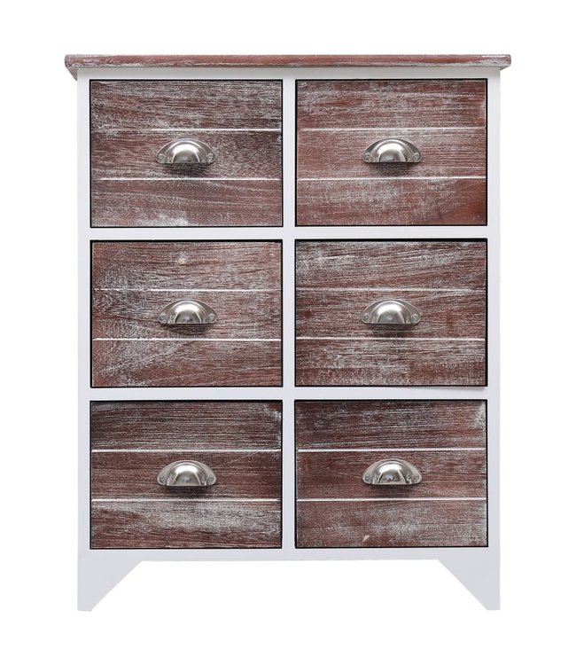 Bijzetkast met 6 lades 60x30x75 cm paulowniahout bruin