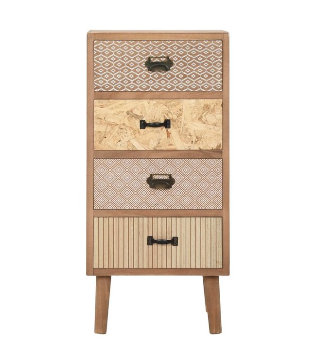 Bijzetkast met 4 lades 35,5x30x74,5 cm MDF bruin