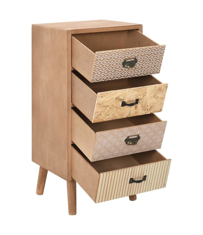 Bijzetkast met 4 lades 35,5x30x74,5 cm MDF bruin