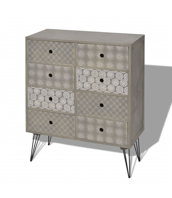 Dressoir met 8 lades grijs
