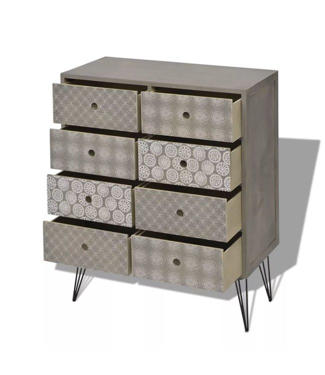 Dressoir met 8 lades grijs