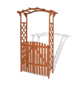 Tuinboog met poort 120x60x205 cm massief hout