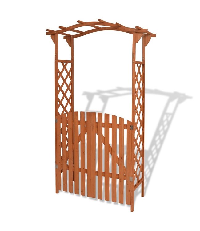 Tuinboog met poort 120x60x205 cm massief hout