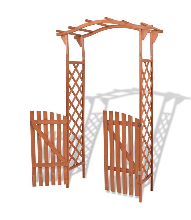 Tuinboog met poort 120x60x205 cm massief hout