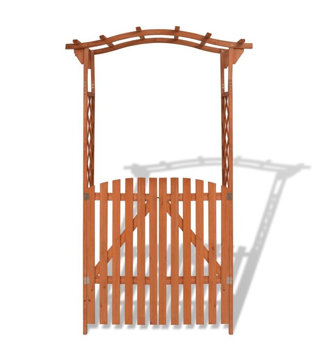 Tuinboog met poort 120x60x205 cm massief hout