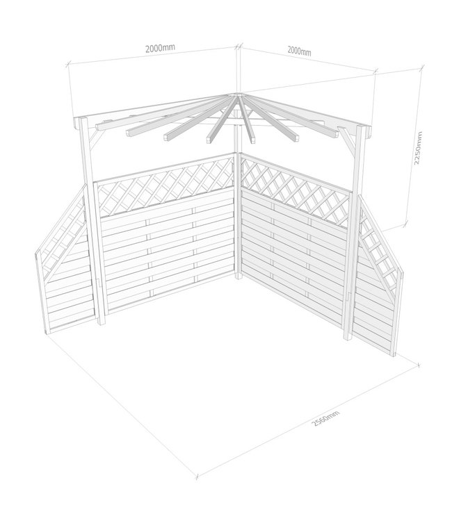 Pergola 256x256x225 cm geïmpregneerd grenenhout