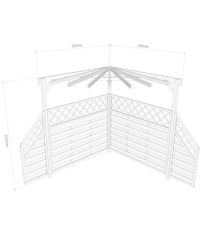 Pergola 256x256x225 cm geïmpregneerd grenenhout