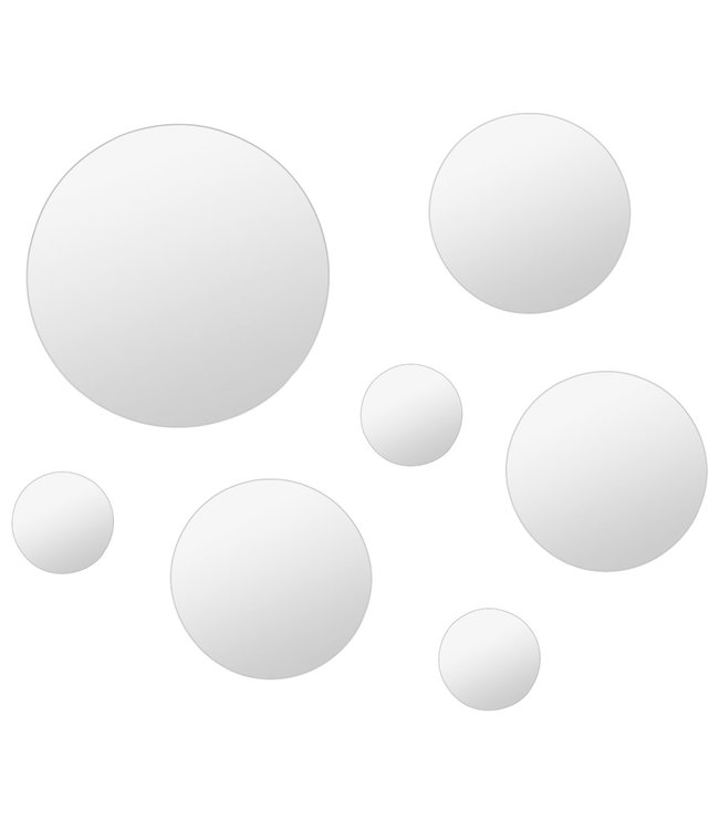 Wandspiegelset rond glas 7-delig