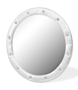 Wandspiegel 80 cm kunstleer glanzend zilver