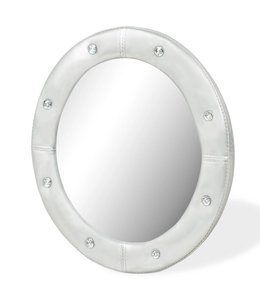 Wandspiegel 60 cm kunstleer glanzend zilver