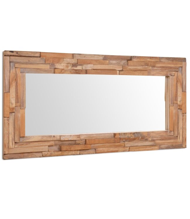 Decoratieve spiegel rechthoekig 90x60 cm teakhout