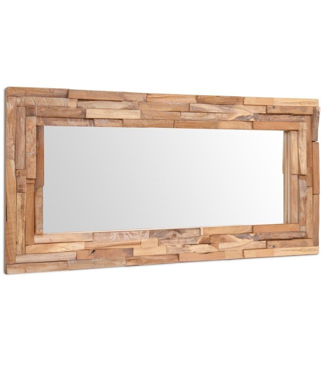 Decoratieve spiegel rechthoekig 90x60 cm teakhout